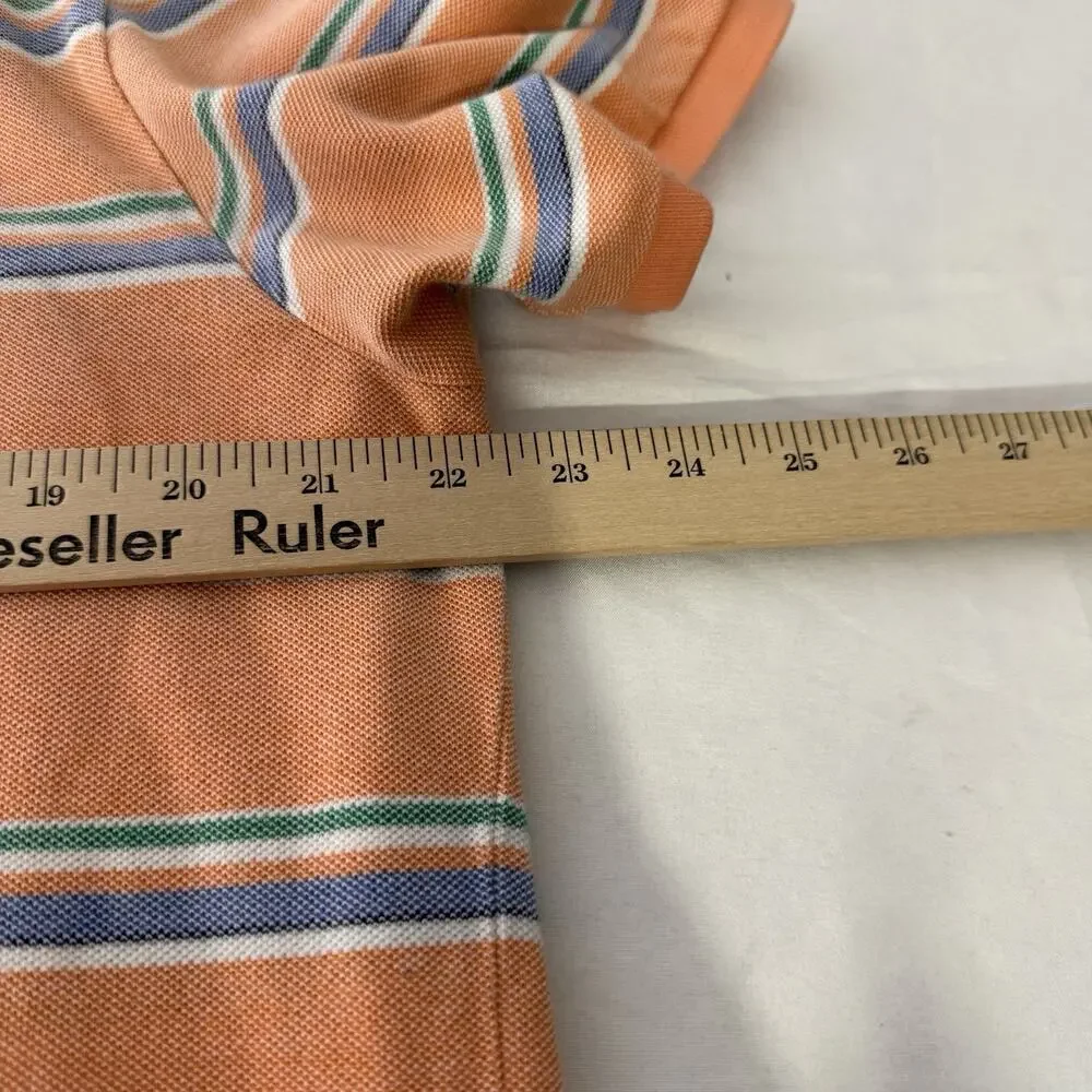 Polo Ralph Lauren Orange Striped Polo Shirt XL Custom Fit Preppy Casual